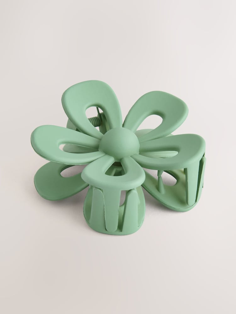 Green Matte Flower Hair Claw - Image 2 of 3