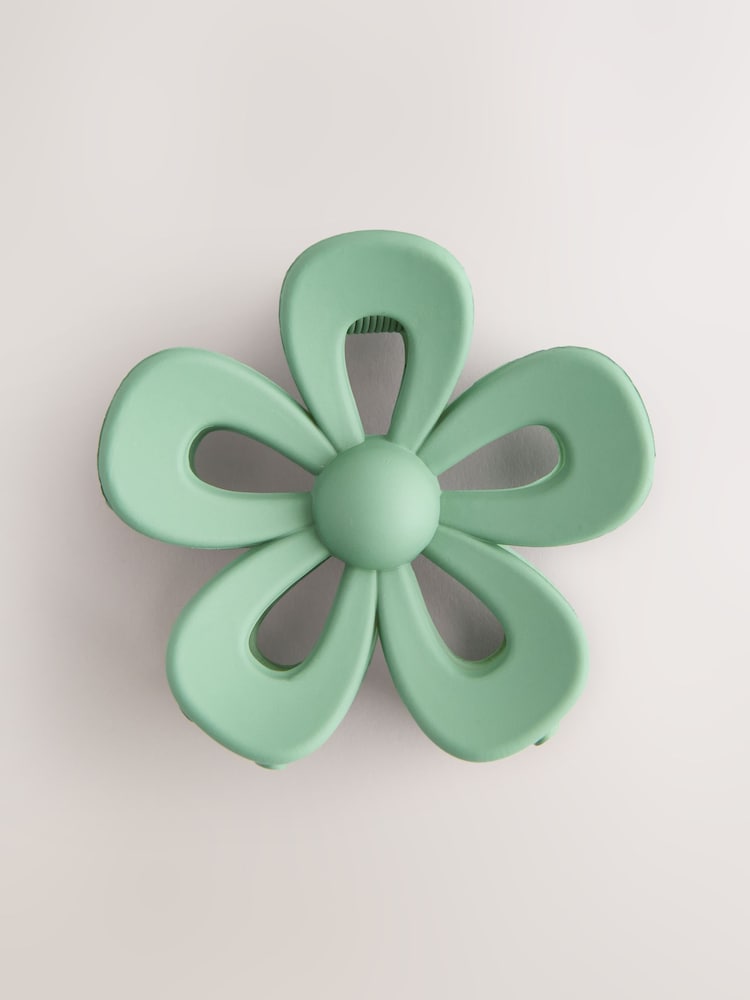 Green Matte Flower Hair Claw - Image 3 of 3