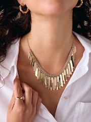 Gold Tone Fan Bib Necklace - Image 1 of 3