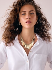 Gold Tone Fan Bib Necklace - Image 2 of 3