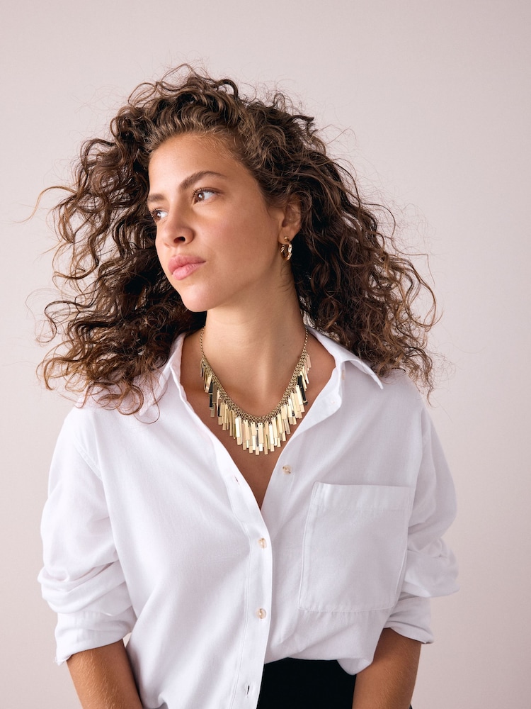 Gold Tone Fan Bib Necklace - Image 3 of 3