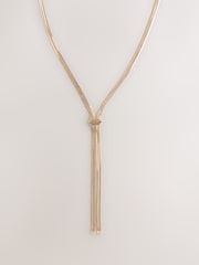 Gold Tone Slinky Chain Y Profile Necklace - Image 1 of 5