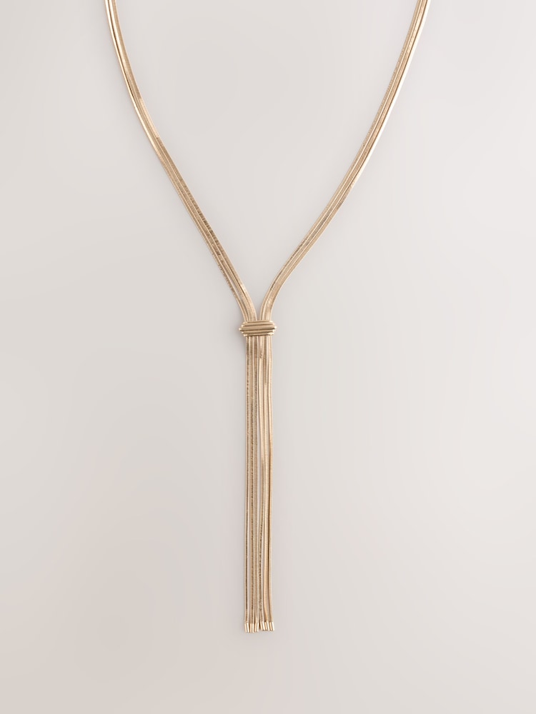 Gold Tone Slinky Chain Y Profile Necklace - Image 1 of 5