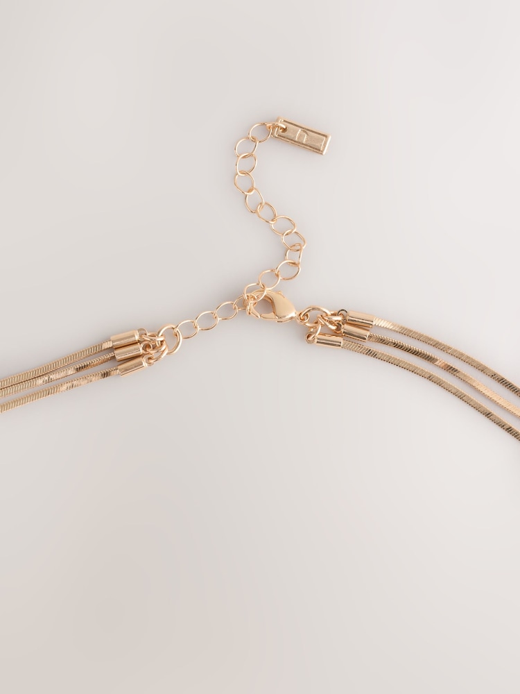 Gold Tone Slinky Chain Y Profile Necklace - Image 2 of 5