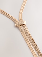 Gold Tone Slinky Chain Y Profile Necklace - Image 3 of 5