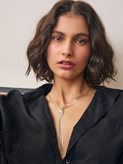 Gold Tone Slinky Chain Y Profile Necklace - Image 4 of 5