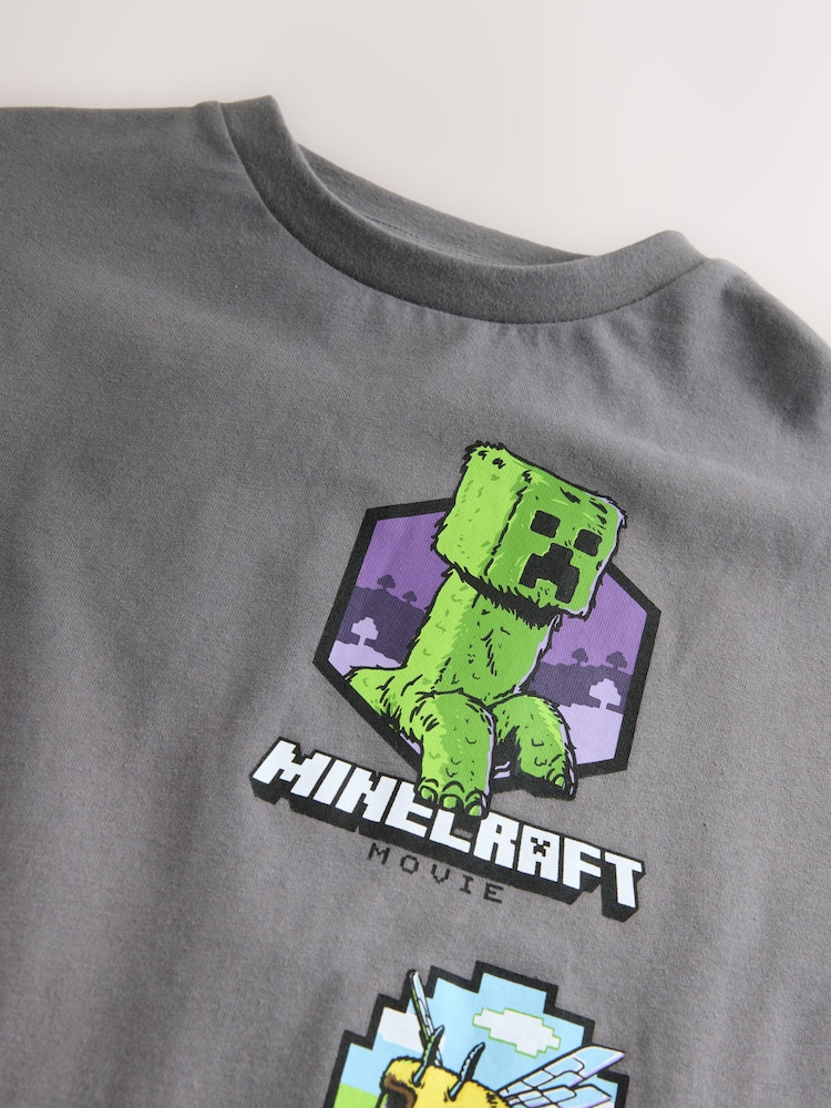 Charcoal Grey Minecraft Oversized Graphic Print T-Shirt (3-16yrs) - Image 4 of 4 Charcoal Grey Minecraft Oversized Graphic Print T-Shirt (3-16yrs) - Image 4 of 4