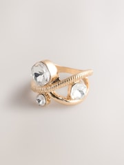 Gold Tone Abstract Stone Ring - Image 1 of 5