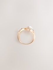 Gold Tone Abstract Stone Ring - Image 2 of 5