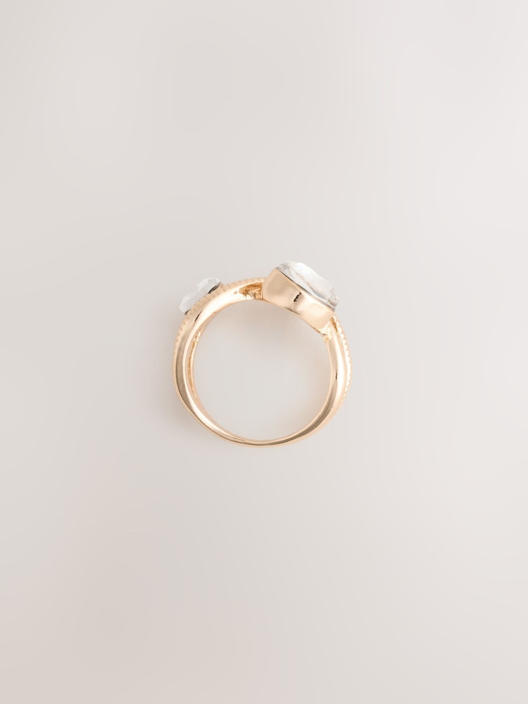 Gold Tone Abstract Stone Ring - Image 2 of 5