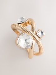 Gold Tone Abstract Stone Ring - Image 3 of 5