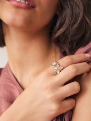 Gold Tone Abstract Stone Ring - Image 4 of 5