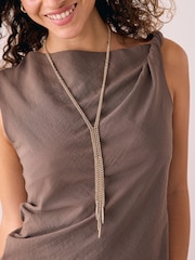 Gold Tone Tassel Y Profile Necklace - Image 2 of 3