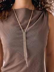 Gold Tone Tassel Y Profile Necklace - Image 3 of 3