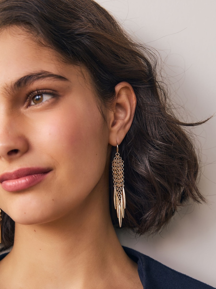 Gold Tone Chunky Tassel Earrings - Image 1 of 2 Gold Tone Chunky Tassel Earrings - Image 1 of 2
