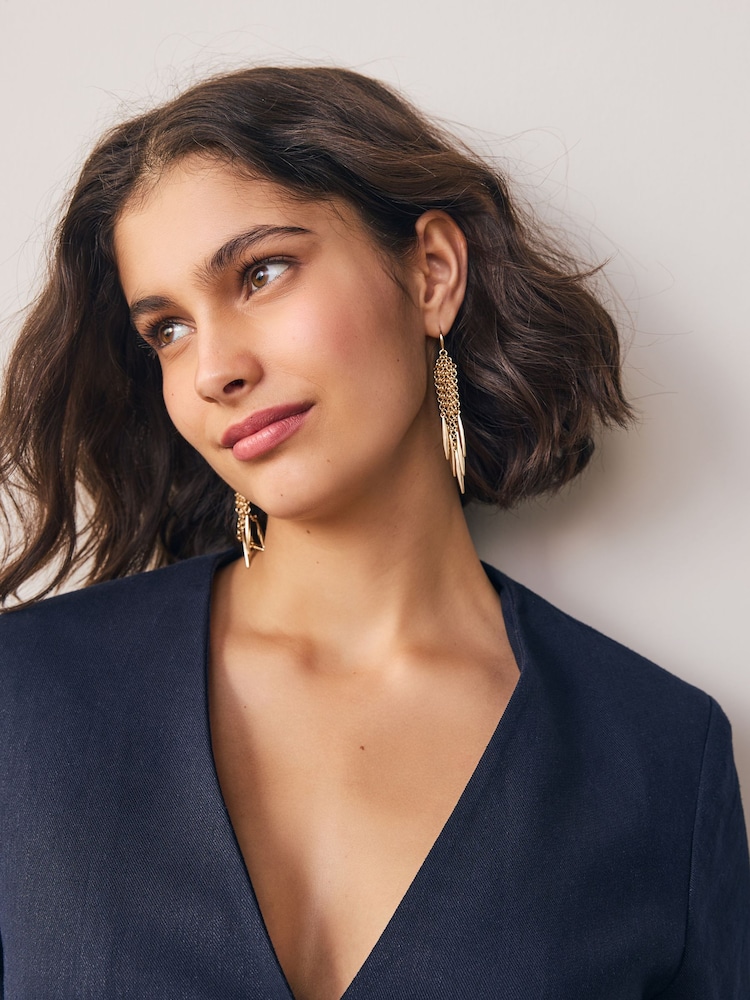 Gold Tone Chunky Tassel Earrings - Image 2 of 2 Gold Tone Chunky Tassel Earrings - Image 2 of 2