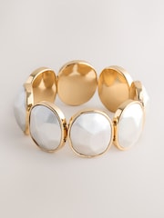 Gold/Silver Tone Facetted Stone Stretch Bracelet - Image 1 of 6