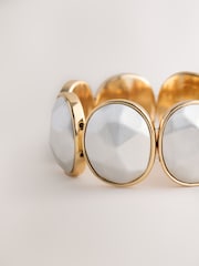 Gold/Silver Tone Facetted Stone Stretch Bracelet - Image 3 of 6