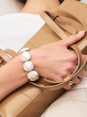 Gold/Silver Tone Facetted Stone Stretch Bracelet - Image 4 of 6