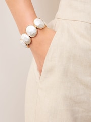 Gold/Silver Tone Facetted Stone Stretch Bracelet - Image 6 of 6