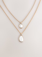 Gold/Silver Tone Two Row Drop Necklace - Image 1 of 5