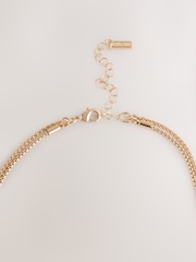 Gold/Silver Tone Two Row Drop Necklace - Image 2 of 5