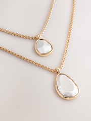 Gold/Silver Tone Two Row Drop Necklace - Image 3 of 5