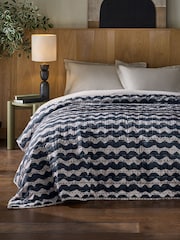 Monochrome Abstract Wiggle Stripe Quilted Bedspread - Image 1 of 4