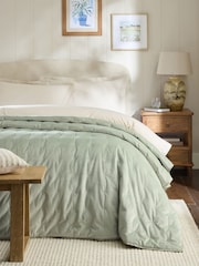 Sage Green Elsie Velvet Quilted Bedspread - Image 1 of 4