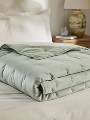Sage Green Elsie Velvet Quilted Bedspread - Image 3 of 4