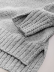 Nothing Ordinary Grey Stitch Knitted High Neck Jumper With Wool - Image 10 of 11