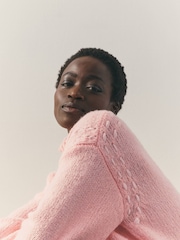 Nothing Ordinary Pink Stitch Knitted High Neck Jumper With Wool - Image 2 of 9