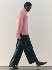 Nothing Ordinary Pink Stitch Knitted High Neck Jumper With Wool - Image 3 of 9