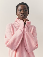 Nothing Ordinary Pink Stitch Knitted High Neck Jumper With Wool - Image 5 of 9