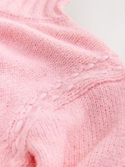 Nothing Ordinary Pink Stitch Knitted High Neck Jumper With Wool - Image 9 of 9
