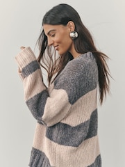 Nothing Ordinary Grey/Stone Knitted Shallow V-Neck Jumper - Image 3 of 8