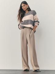 Nothing Ordinary Grey/Stone Knitted Shallow V-Neck Jumper - Image 4 of 8