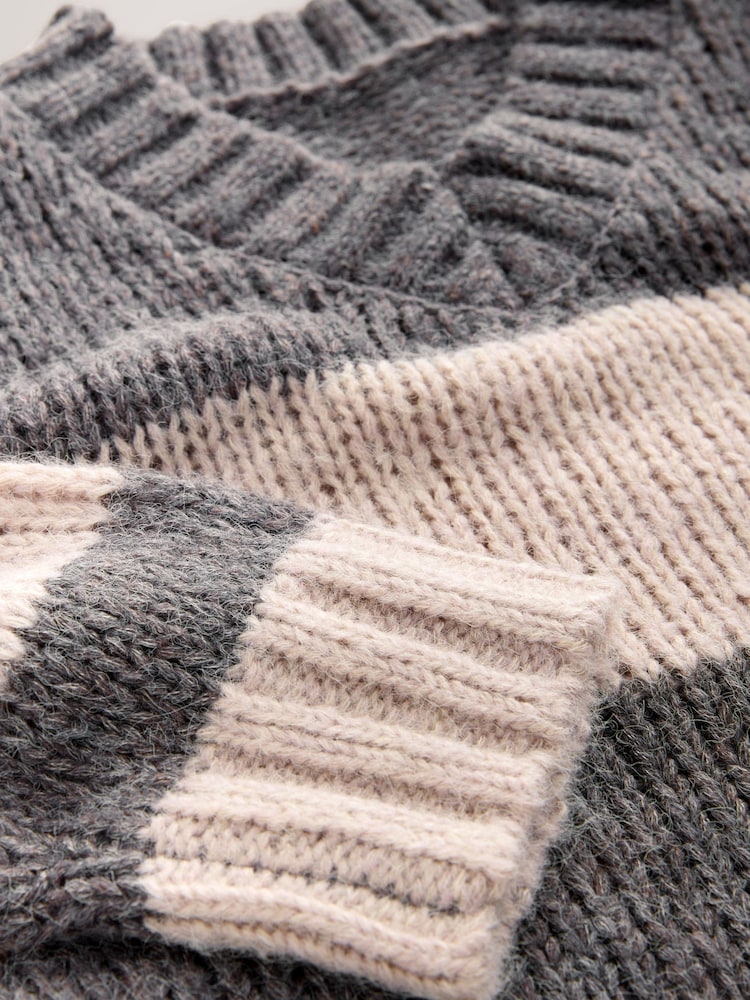 Nothing Ordinary Grey/Stone Knitted Shallow V-Neck Jumper - Image 8 of 8 Nothing Ordinary Grey/Stone Knitted Shallow V-Neck Jumper - Image 8 of 8