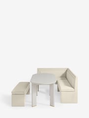 Natural Soft Velvet Pebble Evie Dining Corner Bench and Table Set - Image 7 of 8