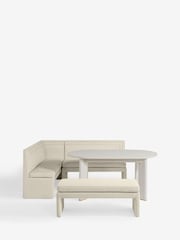 Natural Soft Velvet Pebble Evie Dining Corner Bench and Table Set - Image 8 of 8
