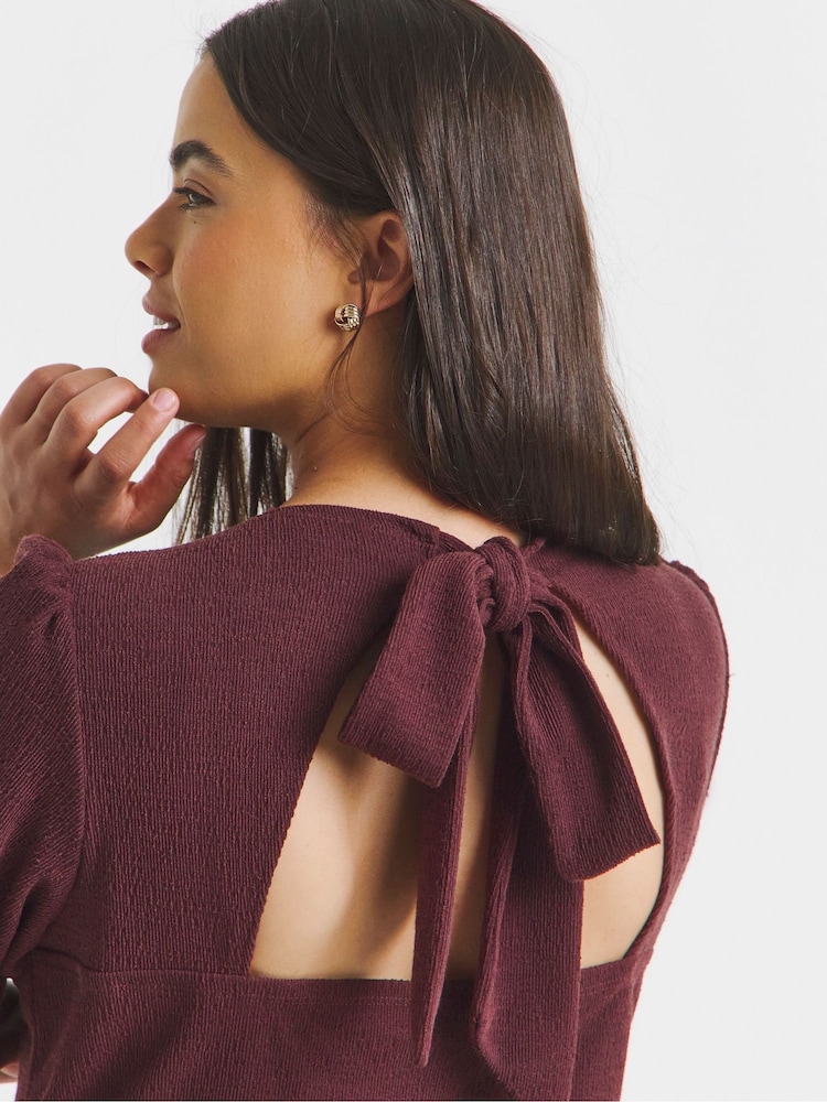 Simply Be Brown Jersey Linen Waist Detail Midi Dress - Image 4 of 4 Simply Be Brown Jersey Linen Waist Detail Midi Dress - Image 4 of 4