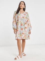 Simply Be Pink Printed Linen Smock Dess - Image 1 of 4