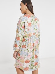 Simply Be Pink Printed Linen Smock Dess - Image 2 of 4