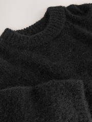 Schwarz - Nothing Ordinary Alpaca Wool Blend Short Sleeve Knitted Top - Bild 7 von 8