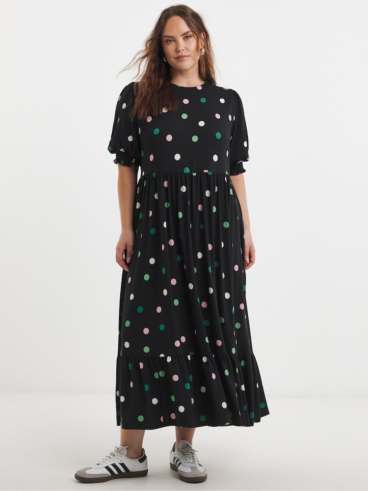 Simply Be Supersoft Short Sleeve Tiered Midi Dress - Imagen 1 de 4 Simply Be Supersoft Short Sleeve Tiered Midi Dress - Imagen 1 de 4