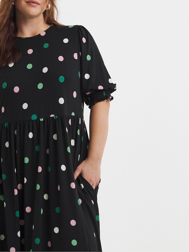 knee length dresses for ladies Evelia Polka Dot Tiered Midi Dress – Sugarlips main image 0