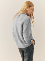 Nothing Ordinary Grey Alpaca Wool Blend Short Sleeve Knitted Top - Image 4 of 8