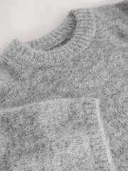 Grau - Nothing Ordinary Alpaca Wool Blend Short Sleeve Knitted Top - Bild 8 von 8