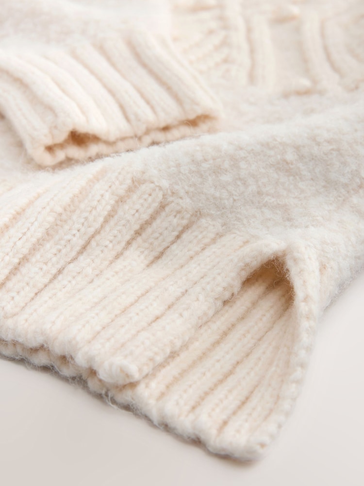 Nothing Ordinary Cream Funnel Neck Cable Block Knitted Jumper - Image 7 of 7 Nothing Ordinary Cream Funnel Neck Cable Block Knitted Jumper - Image 7 of 7