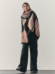 Nothing Ordinary Camel/Black Knitted Argyle Scarf Jumper - Image 1 of 12
